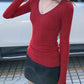 Vintage Slim Fit V-Ausschnitt Langarm Strickpullover