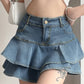 Blue Tiered Vintage Denim Mini Skirt