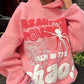 Rosa Vintage Hip Pop Buchstaben Spinnennetz Druck Oversized Hoodie