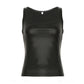 Schwarzes Basic Tanktop mit Lederbeschichtung