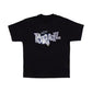 Schwarzes Vintage Oversize T-Shirt mit Diamant Design und Kurzen Ärmeln