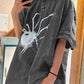 Hip Hop Oversize T-Shirt with Spider Print and Short Sleeves