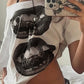 White vintage T-shirt with lips print and oversized fit