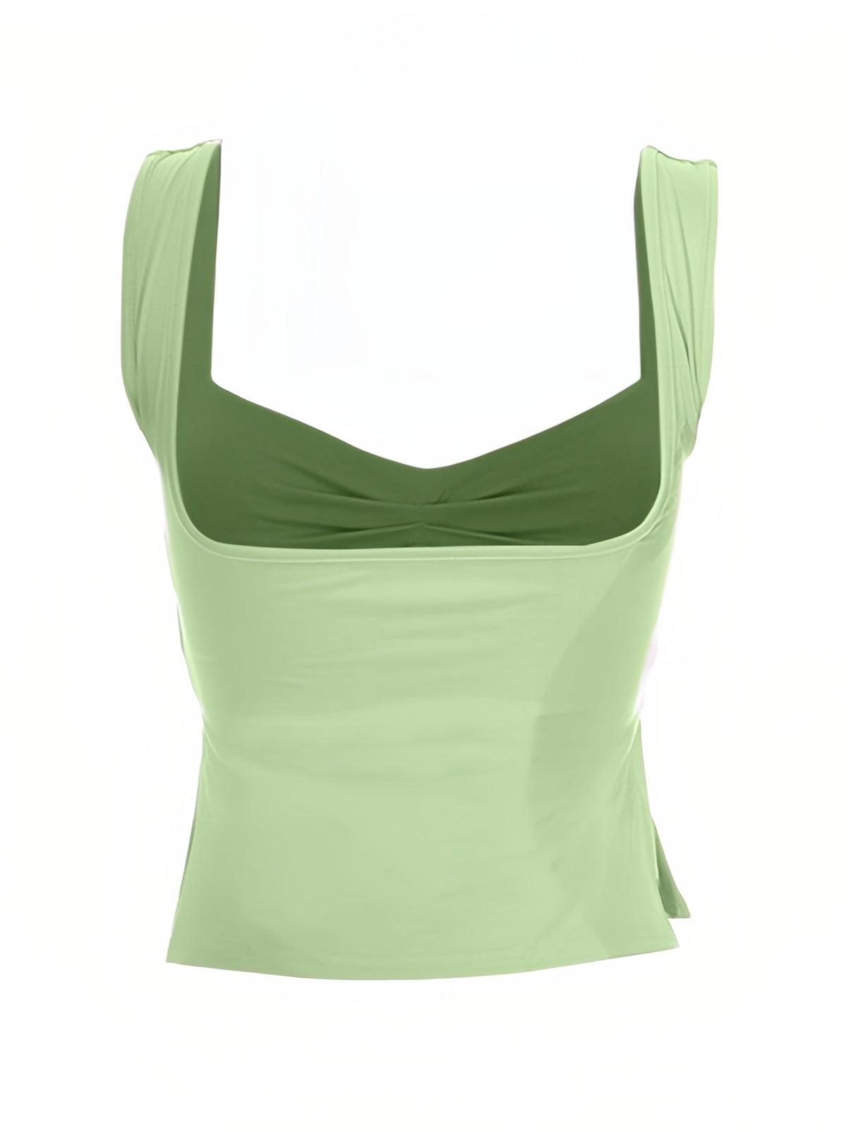 Macaron Colored Pleated Sleeveless Crop Tank Top with Side Slits