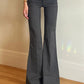 Dark Grey Vintage Pleated Flared Pants