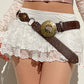 White Vintage Versatile A Line Low Waist Mini Skirt