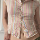 Pink Vintage Striped Short Sleeve Shirt