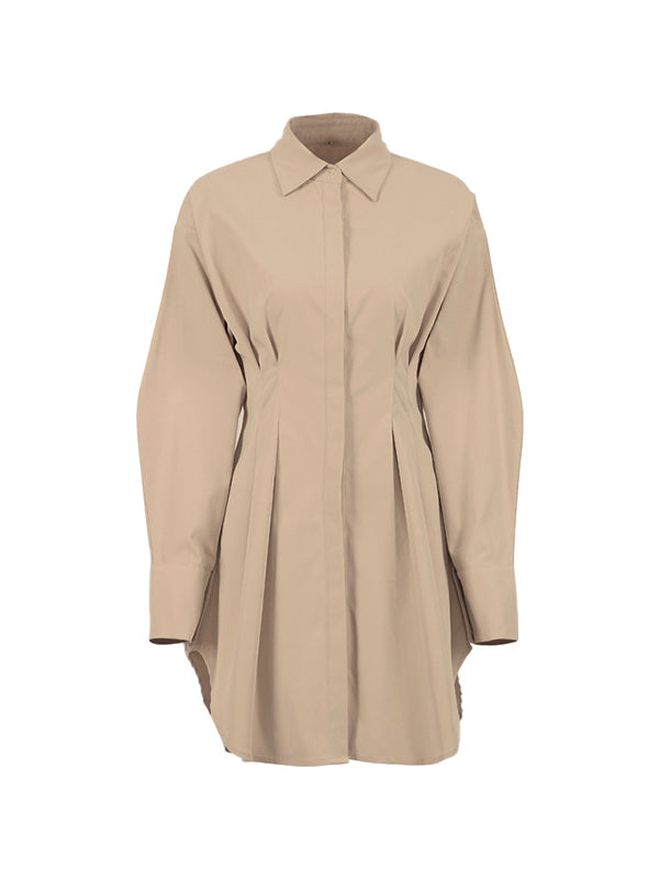 Vintage blouse dress with pleated detail and long sleeves