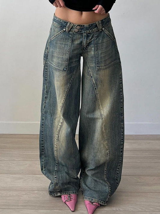 2000s Ripped Asymmetrical Seam Baggy Jeans