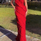 Red Vintage Halter Backless Slit Ruffle Maxi Dress