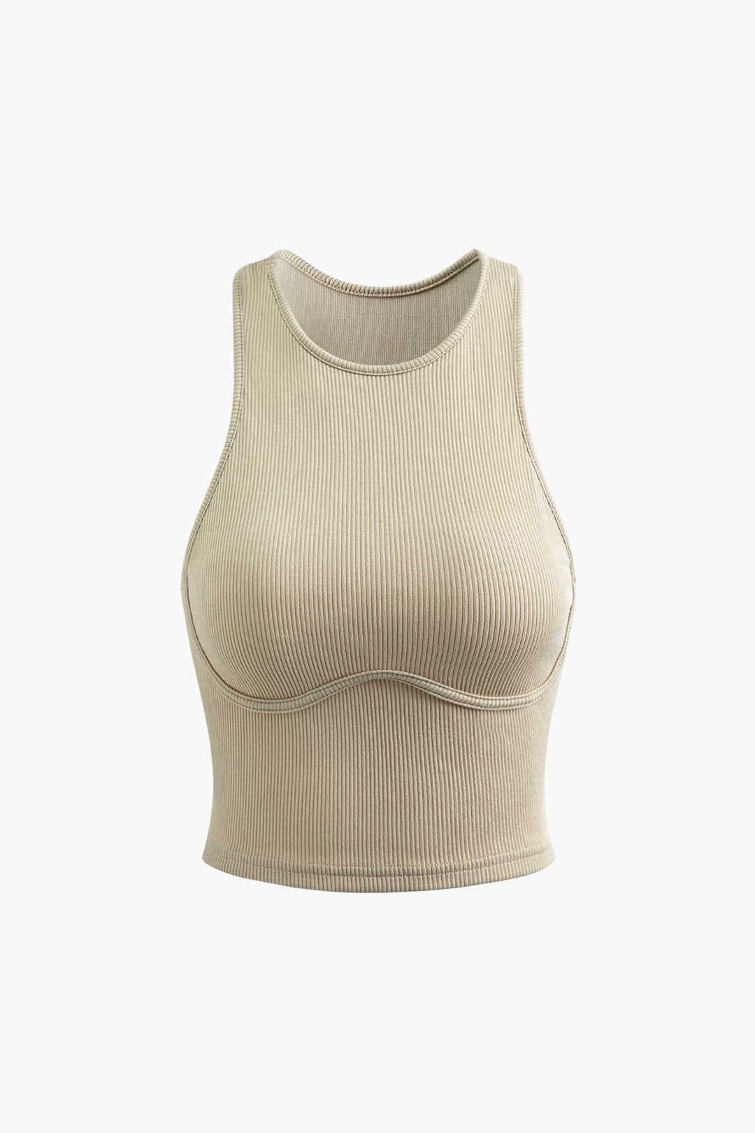 Ribbed knit tank top with seam detail