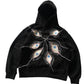 Schwarzer Vintage Augenmuster Oversized Hoodie