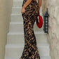 Vintage Leopard Print Slim Maxi Skirt