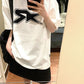 Black Street Oversize T-Shirt with Star Pattern and Short Sleeves