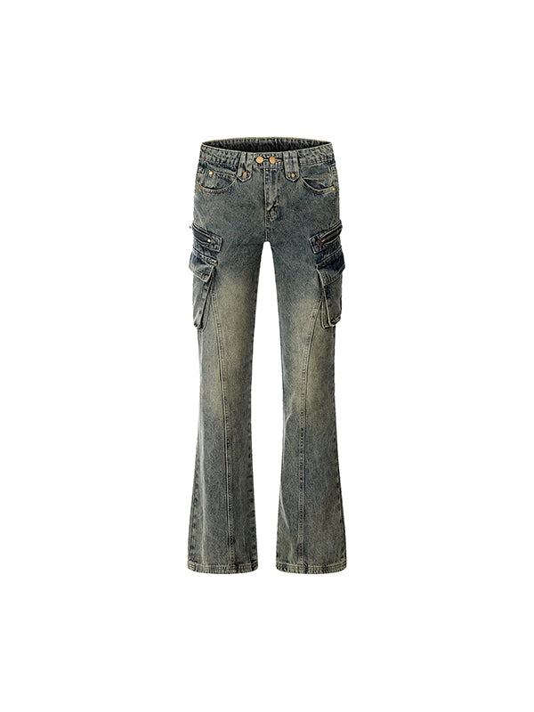 Retro Workwear Slim Version Cargo Flared Jeans