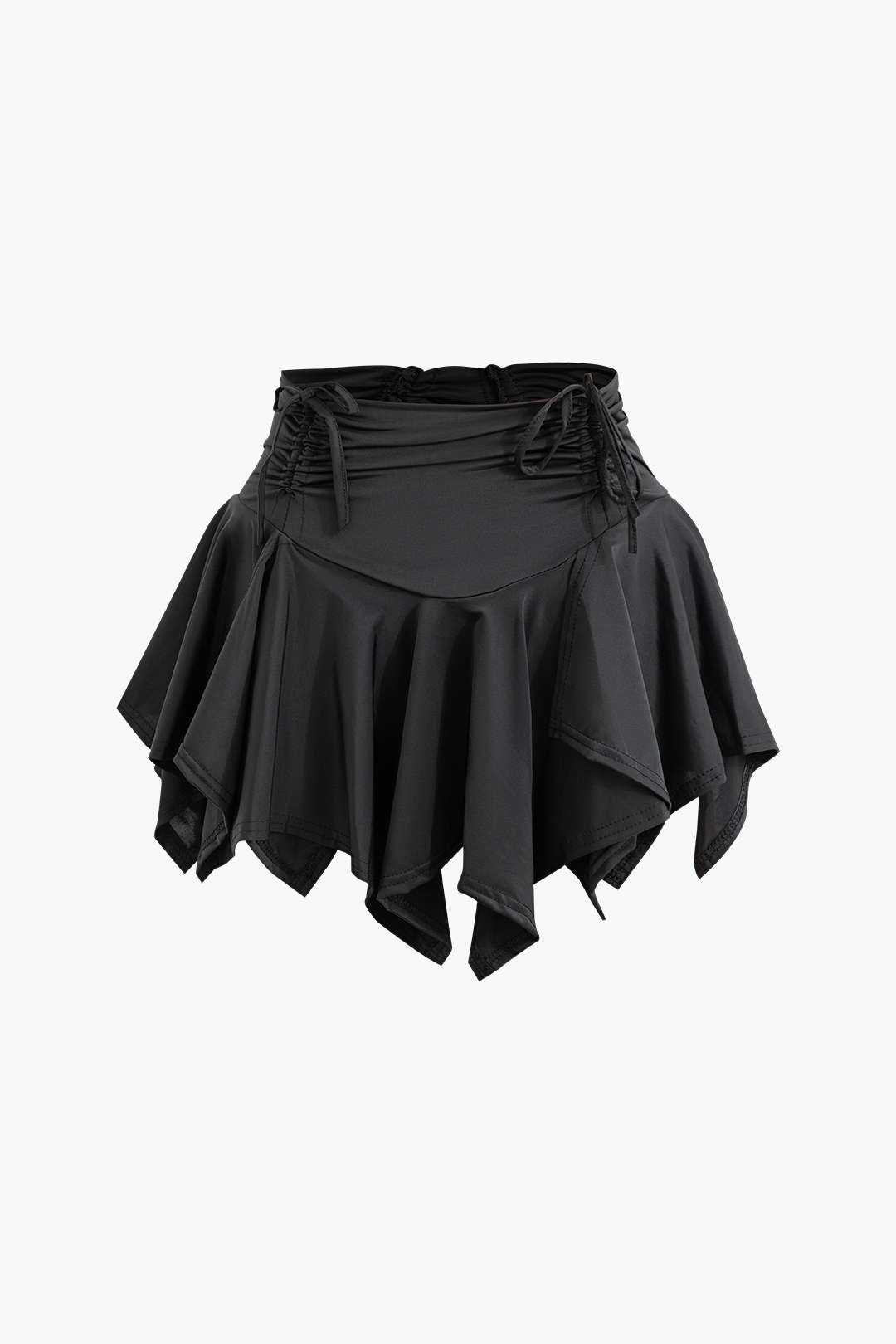 Vintage Ruched Drawstring Asymmetrical Mini Skirt