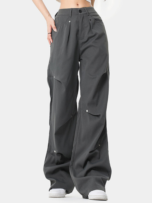 Grey Y2K Loose Fit Cargo Pants