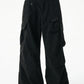 Black vintage corduroy cargo pants with multiple pockets
