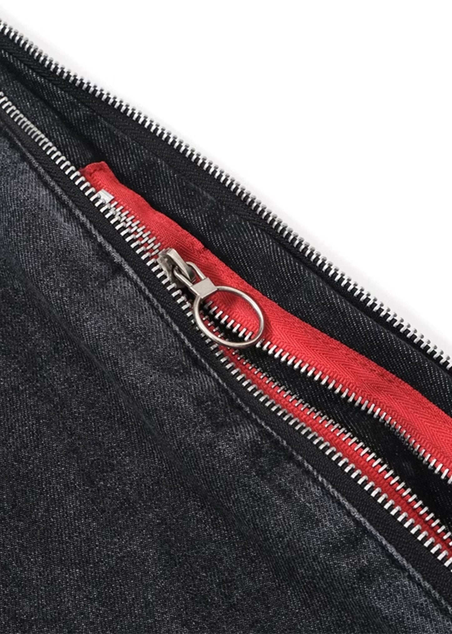 JY Red Vintage Multiple Side Line Design Zipper Denim Jean/Red Vintage Multiple Side Line Design Zipper Jeans