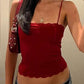 Red Vintage Slimming Lace Cami Top
