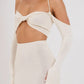 Twist Tie Halter Long Sleeves Bra Top &amp; Maxi Skirt Set