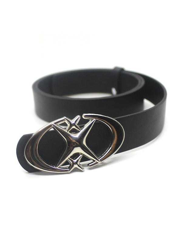 Black Y2K moon star buckle belt