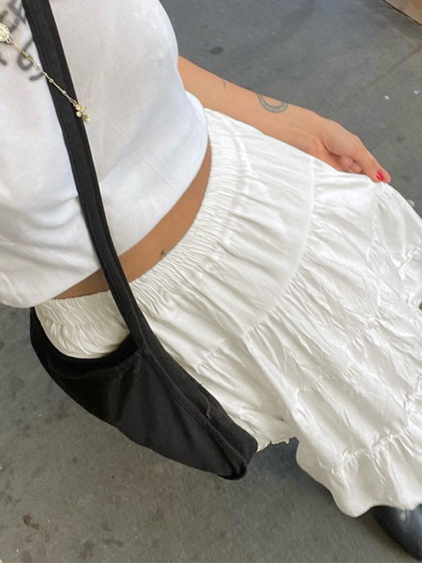 Vintage White Versatile Skirt with Seam