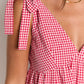 Allegra red mini dress with gingham check pattern 