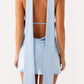 Toma Satin Halter Mini Dress – Light Blue