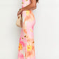 Bice Pink Orange Blumen Maxikleid