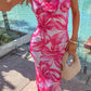 Como pink floral maxi dress