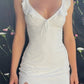 White vintage mini dress with split V neck