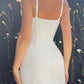 White vintage mini dress with split V neck