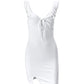 White vintage mini dress with split V neck