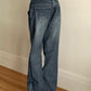 Vintage dark blue boyfriend jeans with washed effect