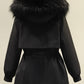 Classic black parka coat with hood and vegan fur