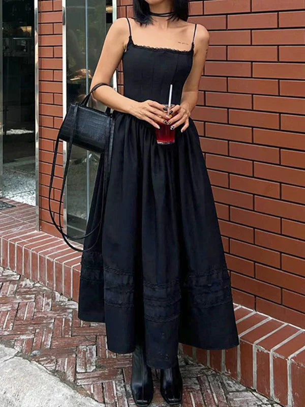 Black vintage corset maxi dress with lacing