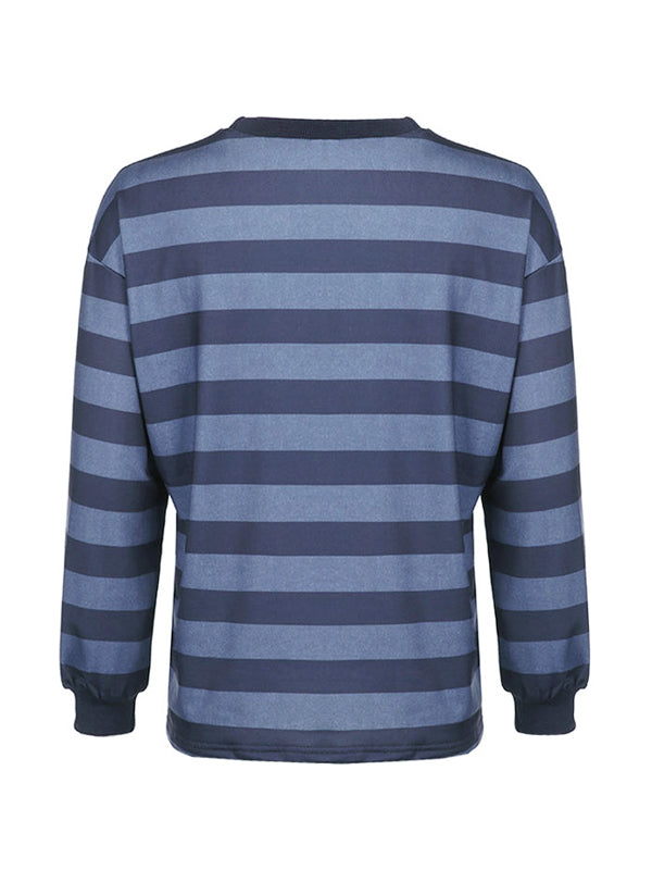 Retro Striped Crew Neck Oversize Sweatshirt