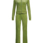 Green vintage velvet tracksuit set with zip and hood