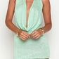 Angela Green waterfall neck mini dress 