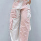 Pink Retro Patchwork Corduroy Cargo Pants