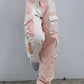 Pink Retro Patchwork Corduroy Cargo Pants