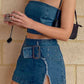 Maddalena belted denim mini skirt