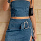 Maddalena belted denim mini skirt