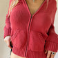 Classic Solid Color Hooded Crop Cardigan