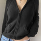 Classic Solid Color Hooded Crop Cardigan