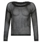 Black Sexy Hollow Crochet Top with Long Sleeves