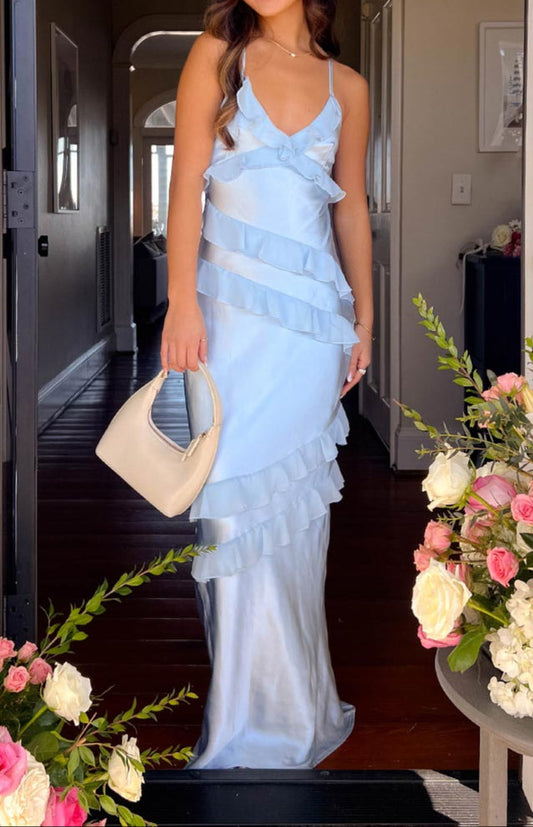 Andrea blue maxi dress with ruffles 