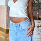Paola top in ivory with floral details satin