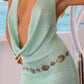 Angela Green waterfall neck mini dress 